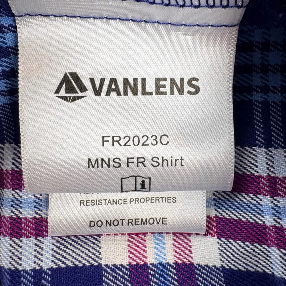 Vanlens FR2023C MNS FR Shirt Mens 2XL Blue Plaid CAT 2 Workwear EUC Industrial